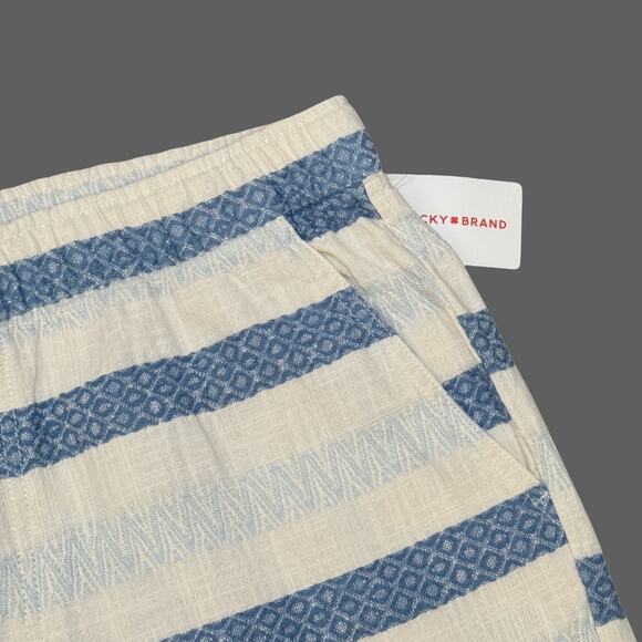 Lucky Brand Dobby Stripe Cotton Drawstring Shorts Size M NWT Blue Multi Stripe - Picture 5 of 11